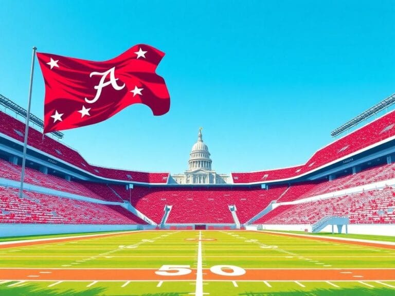 Flick International Vibrant college football stadium illustrating the connection between sports and politics in Alabama