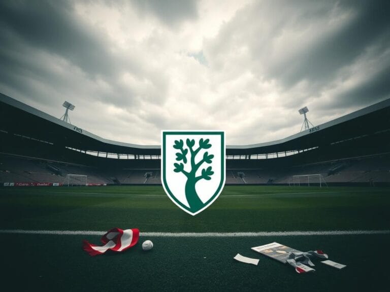 Flick International Empty football stadium with Nottingham Forest's crest after a disappointing match