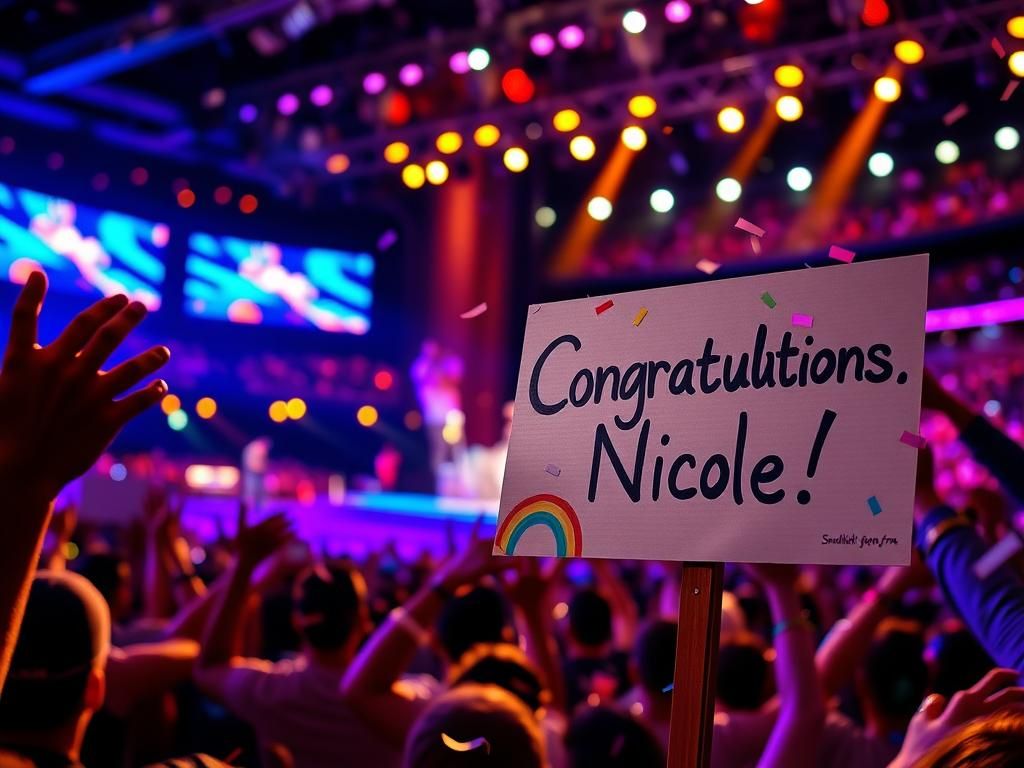Flick International Hand-painted sign reading 'Congratulations Nicole!' at Keith Urban's Nashville concert