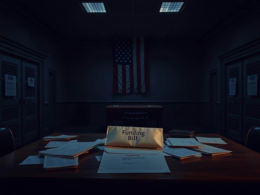 Flick International Empty government office building with closed signs during dusk