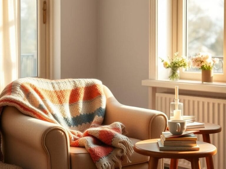 Flick International A cozy living room with soft, natural light illuminating a plush armchair and a cup of herbal tea.