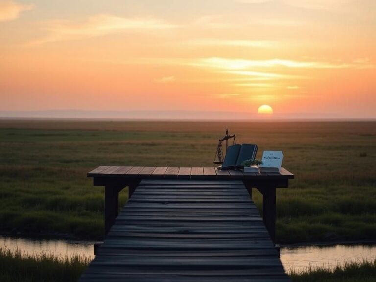 Flick International Dawn breaking over a peaceful open field with a wooden bridge symbolizing hope and new beginnings