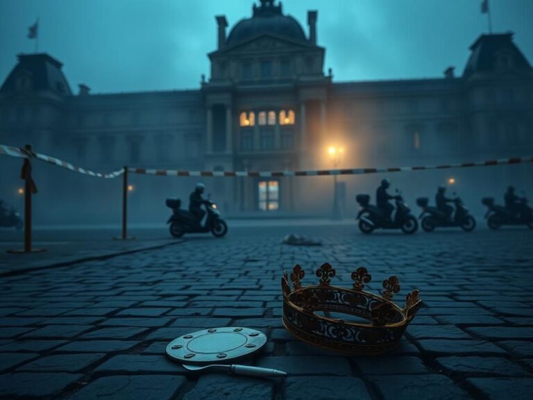 Flick International Dramatic scene of the Louvre museum with broken crown and disc cutter