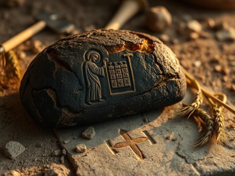 Flick International Close-up of 1,200-year-old bread with Jesus Christ's image