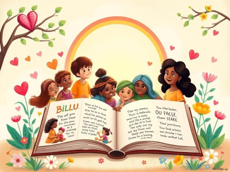 Flick International A whimsical, colorful children's Bible scene with diverse illustrations and characters