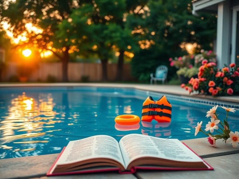 Flick International A serene backyard pool scene symbolizing renewal and healing after tragedy