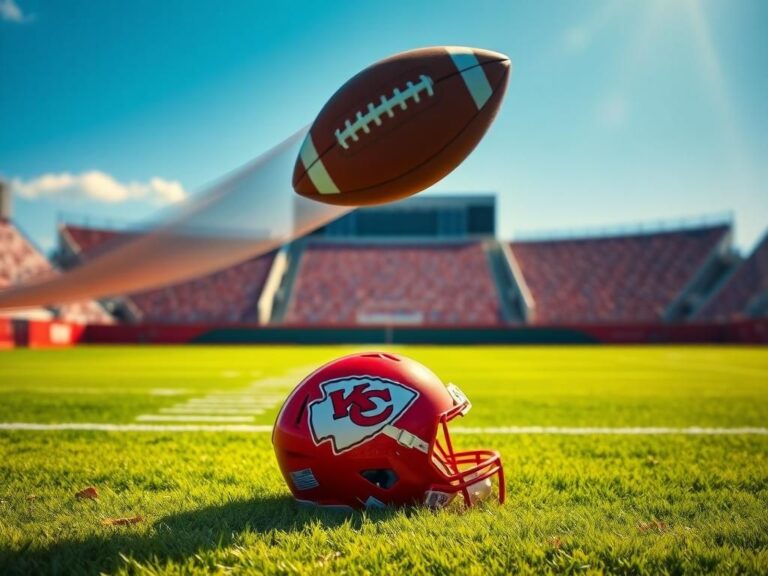 Flick International A football soaring through the air over a vibrant green field