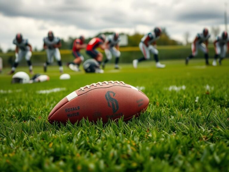 Flick International Close-up of a scuffed football on the turf amidst a chaotic football scene
