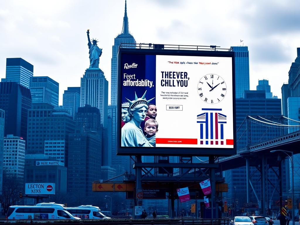 Flick International Dynamic NYC cityscape featuring campaign ads amid government shutdown
