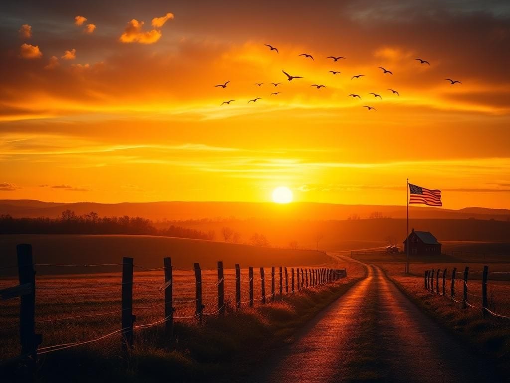 Flick International A dramatic sunset over Kentucky farmland with a weathered fence