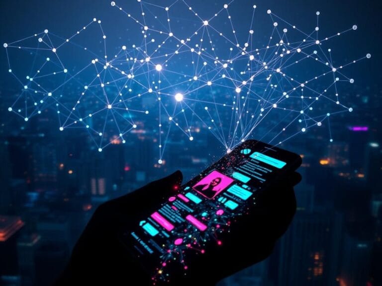 Flick International Abstract representation of a data network with interconnected nodes symbolizing leaked private messages