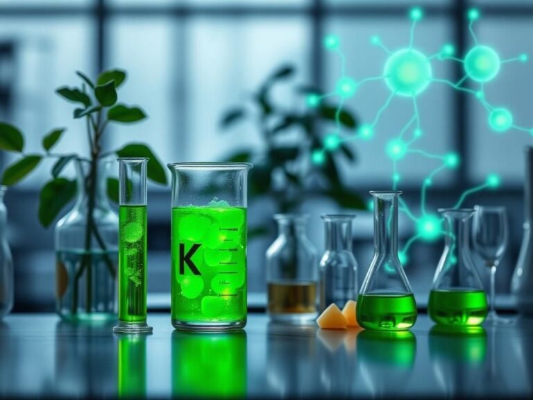 Flick International A modern laboratory scene illustrating vitamin K compounds and neuron regeneration.
