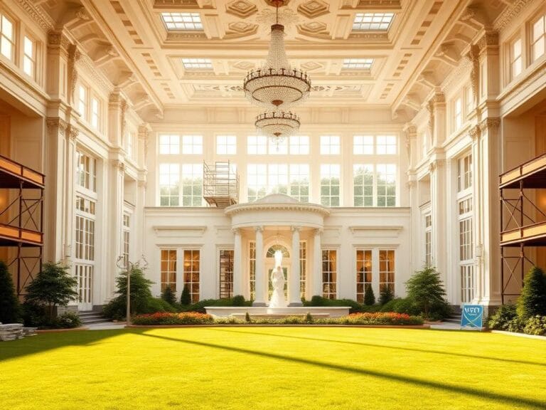 Flick International Architectural rendering of the new White House ballroom showcasing its grandeur and elegance