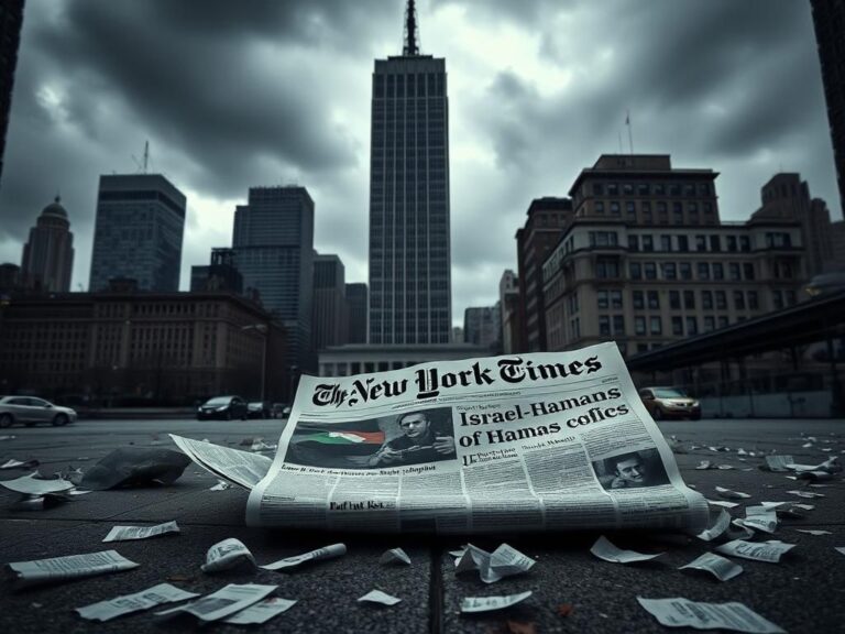 Flick International Dramatic cityscape of New York City featuring The New York Times building under an overcast sky
