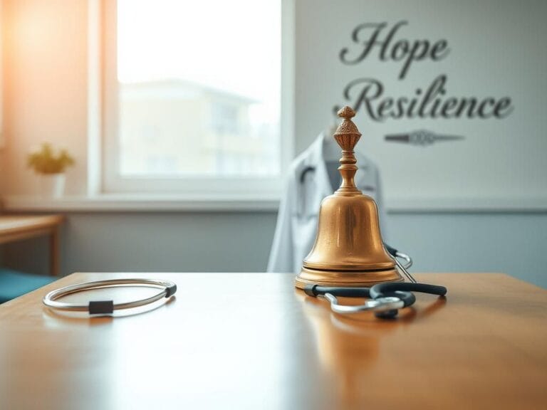 Flick International A serene hospital scene with a small ornate bell symbolizing recovery