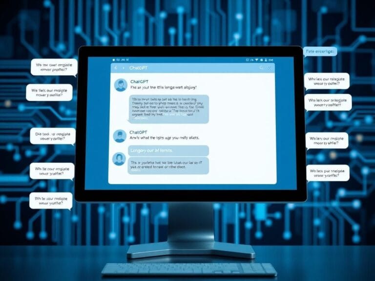 Flick International Close-up of a modern computer screen displaying the ChatGPT interface with text prompts