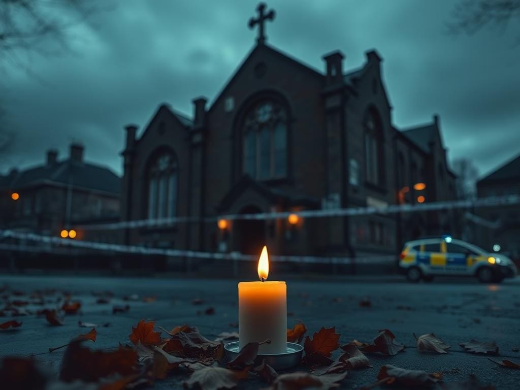 Flick International A somber synagogue in Manchester, England, illustrating mourning amidst architectural beauty