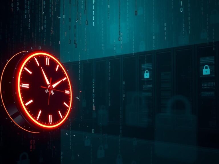 Flick International Abstract representation of cyber warfare with a stylized glowing digital clock signifying China's National Time Service