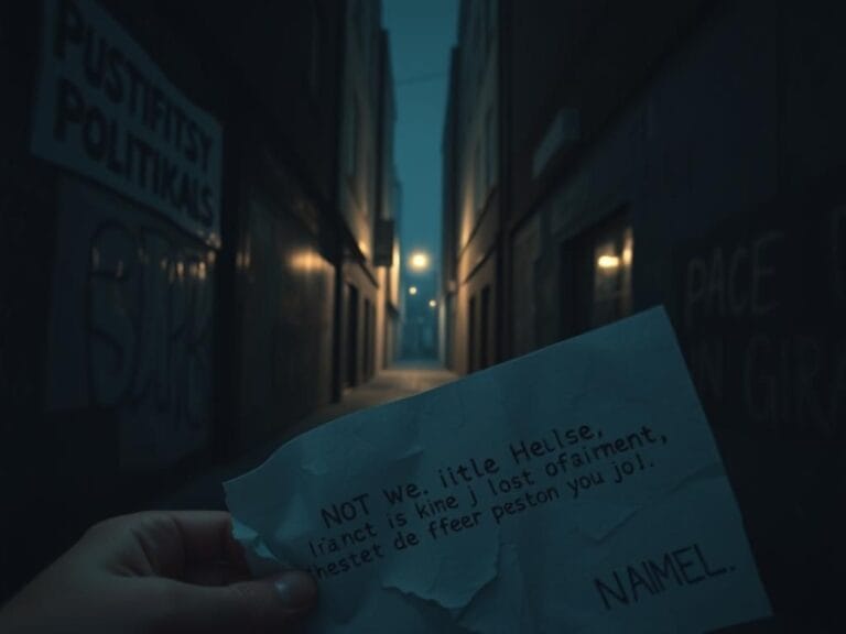 Flick International Dark urban alleyway with threatening graffiti and a crumpled piece of paper