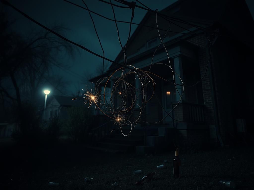 Flick International Dark, moody image of a dilapidated fraternity house suggesting neglect and danger