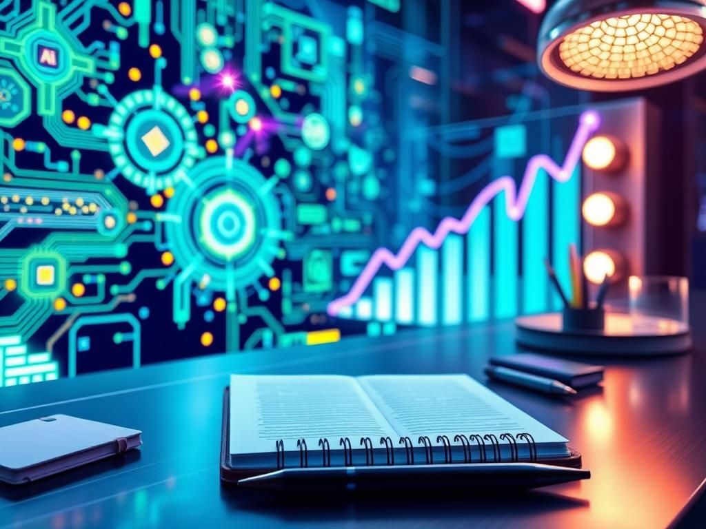 Flick International A digital artwork depicting a futuristic workspace symbolizing high-paying AI jobs.