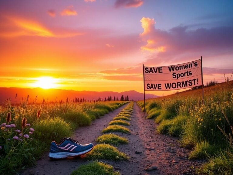 Flick International Abandoned running shoes on a cross-country trail symbolizing women's sports participation debate in Idaho