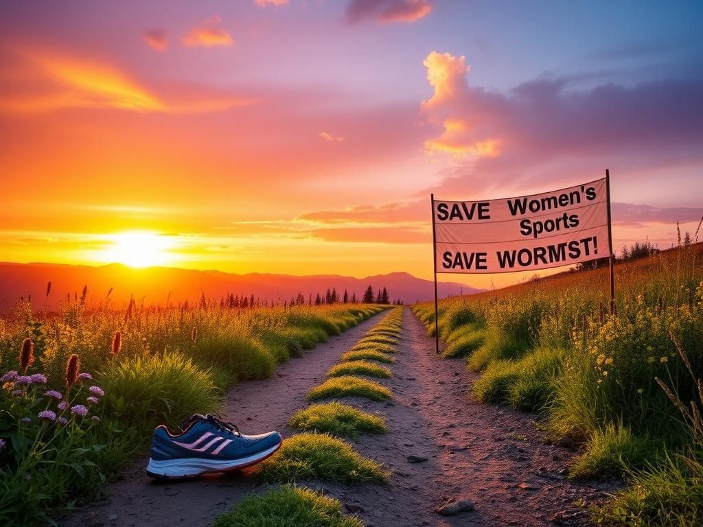 Flick International Abandoned running shoes on a cross-country trail symbolizing women's sports participation debate in Idaho