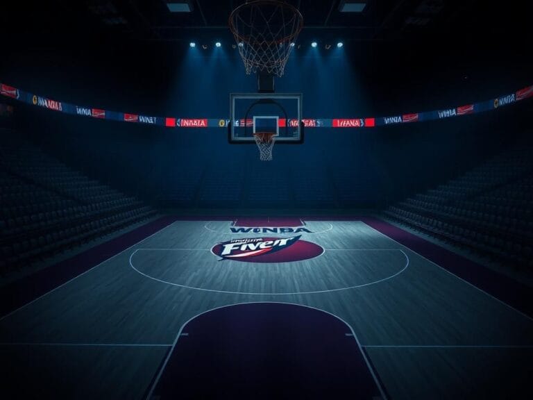 Flick International Empty basketball court in a dimly lit arena with an empty hoop symbolizing missed opportunities in the WNBA