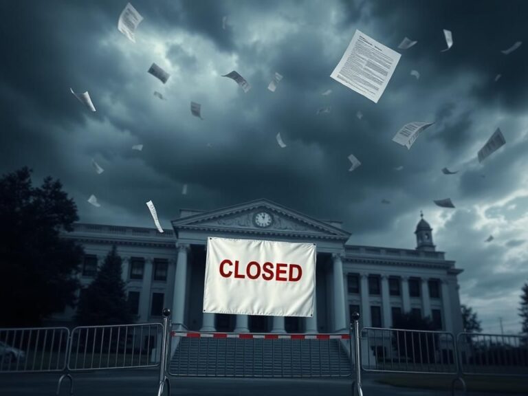 Flick International Closed sign on a government building symbolizes the ongoing government shutdown