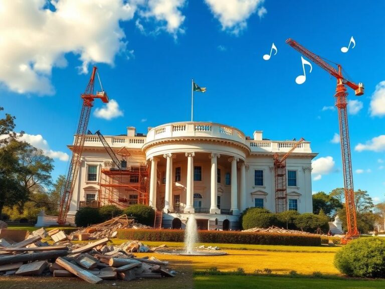 Flick International Demolition and construction activity at the East Wing of the White House