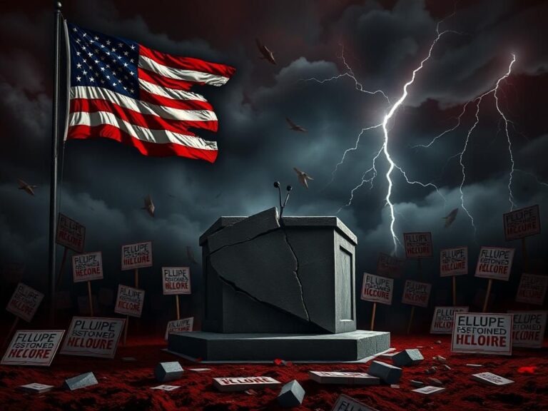 Flick International Fragmented American flag with disarray, symbolizing political division