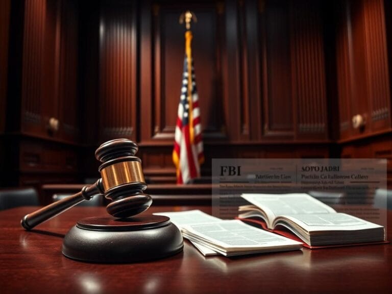 Flick International A dramatic courtroom scene with a judge's gavel and American flag