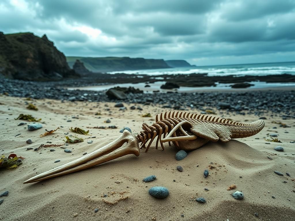 Flick International Nearly complete skeleton of Xiphodragon goldencapensis on Dorset's Jurassic Coast