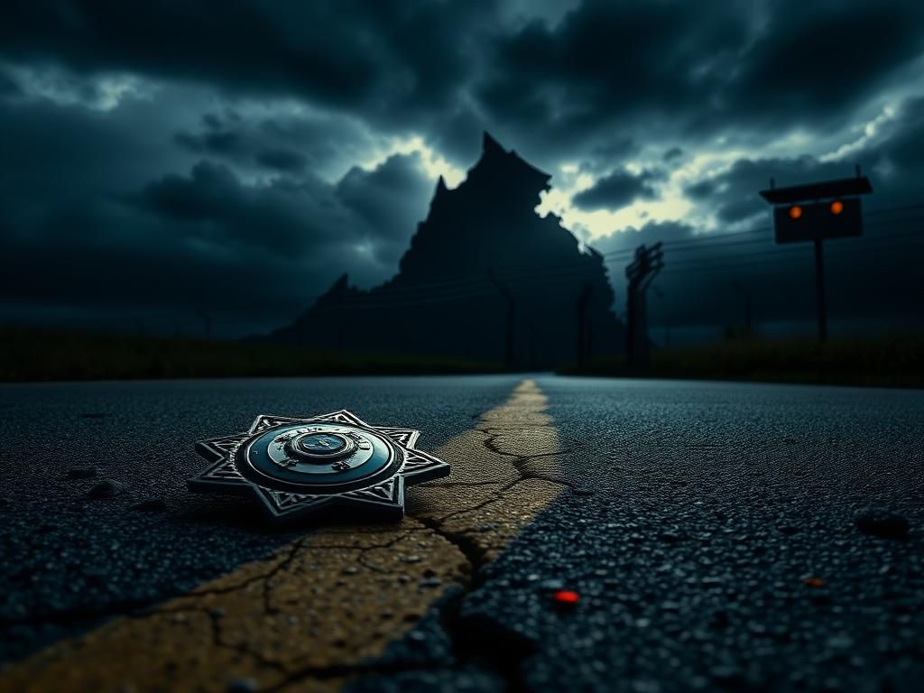 Flick International A police badge on cracked asphalt in Virginia symbolizing law enforcement