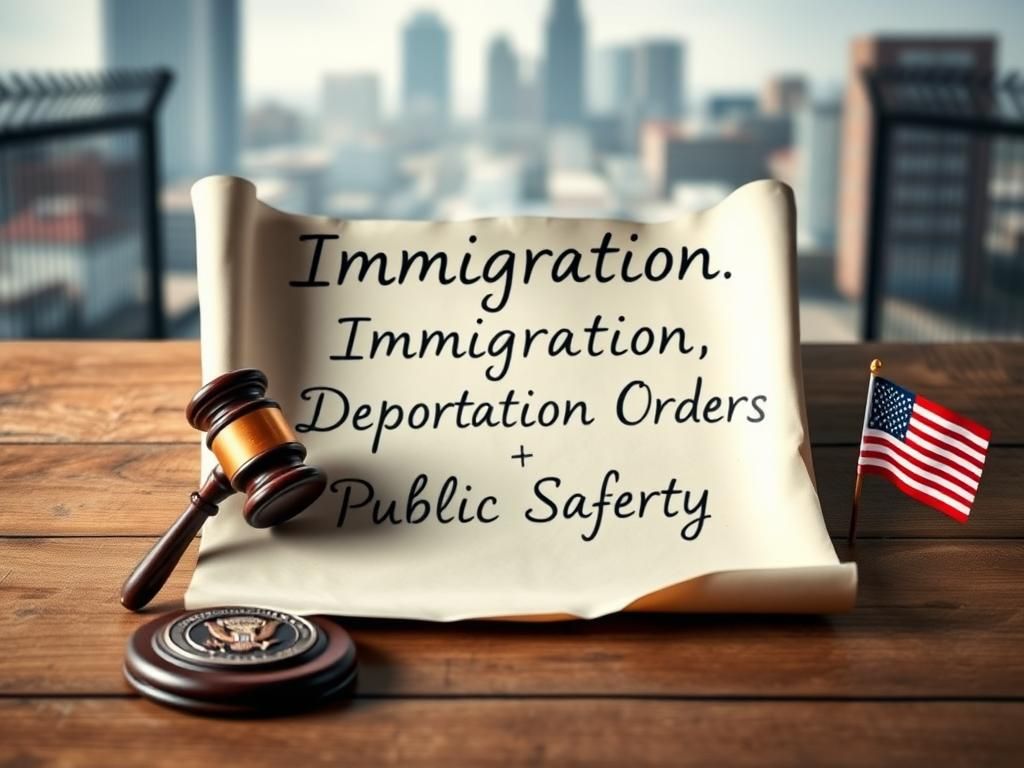 Flick International Conceptual image of an open scroll unfurling on a wooden table with immigration and deportation themes