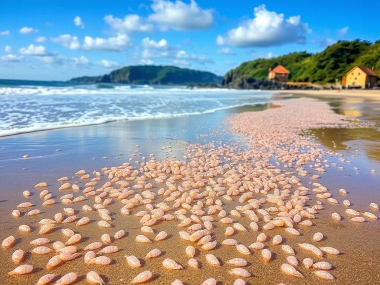 Flick International Thousands of translucent sea cucumbers covering a beach in Seaside, Oregon