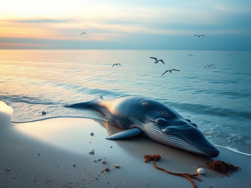 Flick International Young humpback whale lying on the New Jersey shore with visible propeller strike wounds