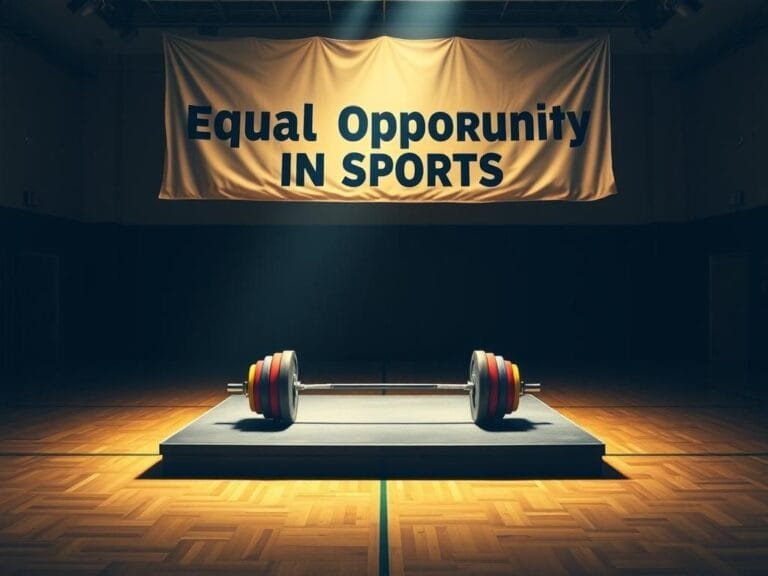 Flick International An empty powerlifting competition stage featuring a solitary barbell with colorful weights.