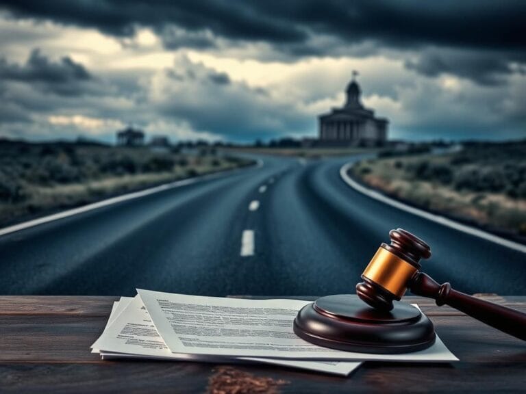Flick International Winding highway under a dark moody sky symbolizing tension with tire marks indicating reckless driving