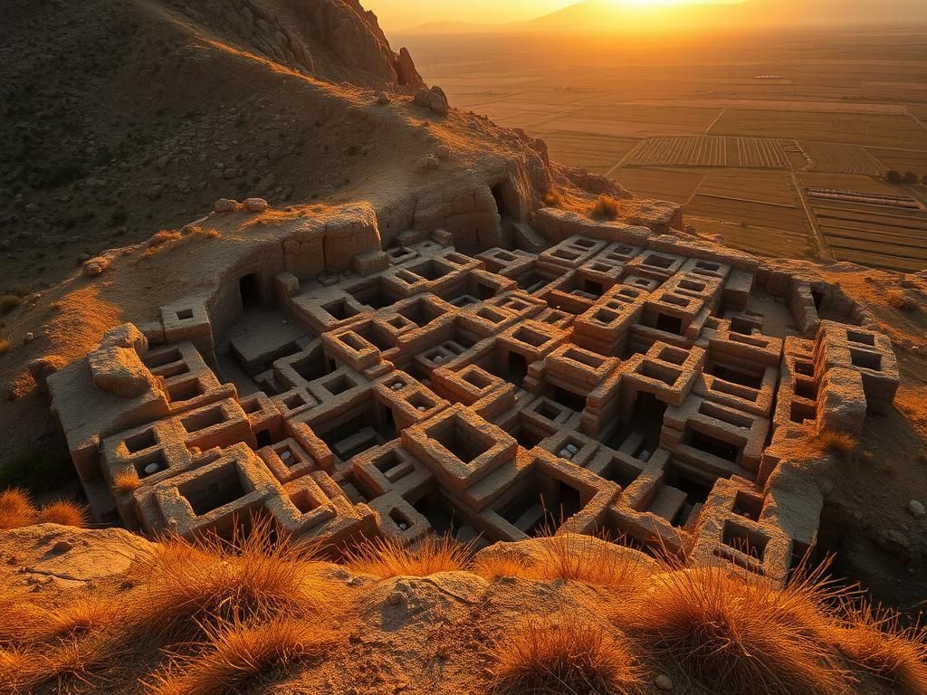 Flick International Aerial view of ancient necropolis with tombs in Colossae