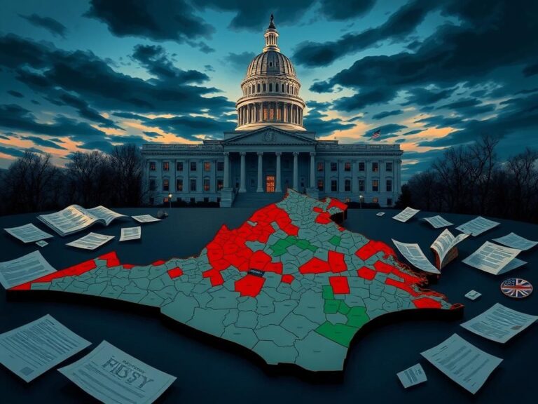 Flick International Illustration of the Virginia State Capitol with a map depicting redistricting issues