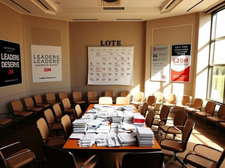 Flick International Large, empty conference room symbolizing a political gathering for David Hogg’s PAC