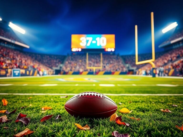 Flick International A vibrant football scene with a glowing field and a football resting on grass