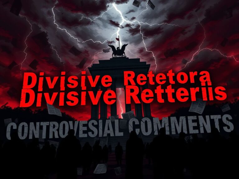 Flick International Dark, ominous scene of a crumbling political monument symbolizing the decay of democratic values.