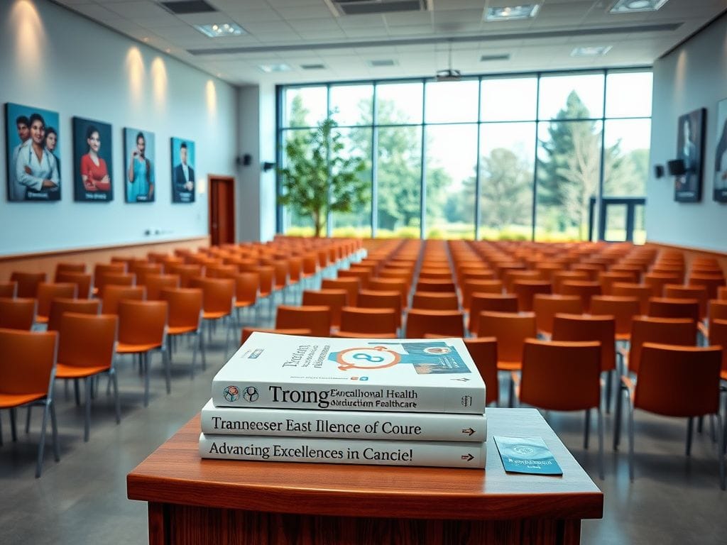 Flick International A serene and modern lecture hall symbolizing an educational pause on transgender health course