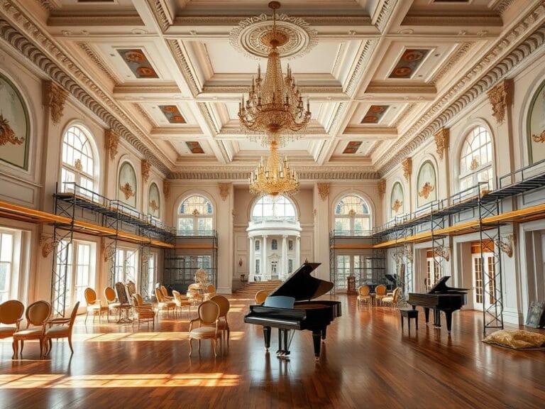 Flick International Opulent White House ballroom under construction with uninstalled luxurious furniture