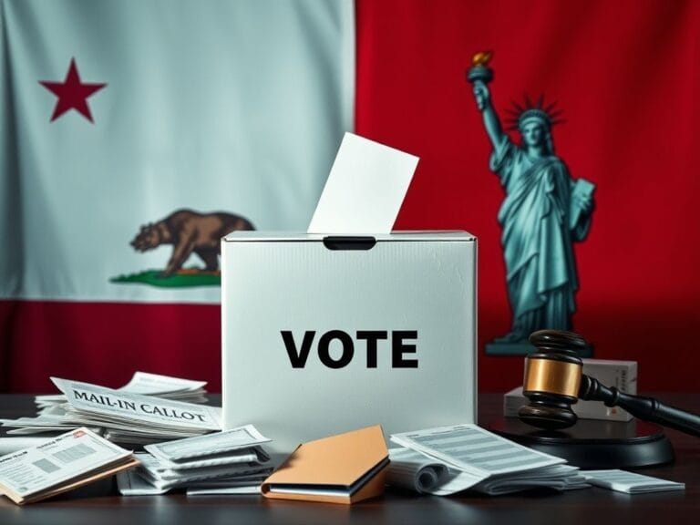 Flick International A ballot box set against California and New Jersey state symbols