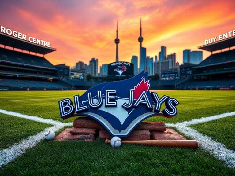 Flick International Empty Rogers Centre stadium with Toronto Blue Jays logo at sunset