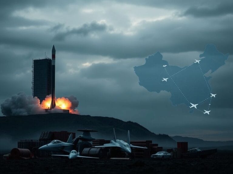 Flick International North Korean ballistic missile launch pad with smoke, symbolizing geopolitical tension