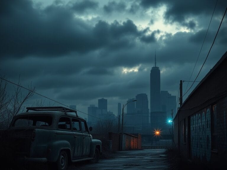 Flick International Ominous skyline of Twin Cities area depicting law enforcement atmosphere